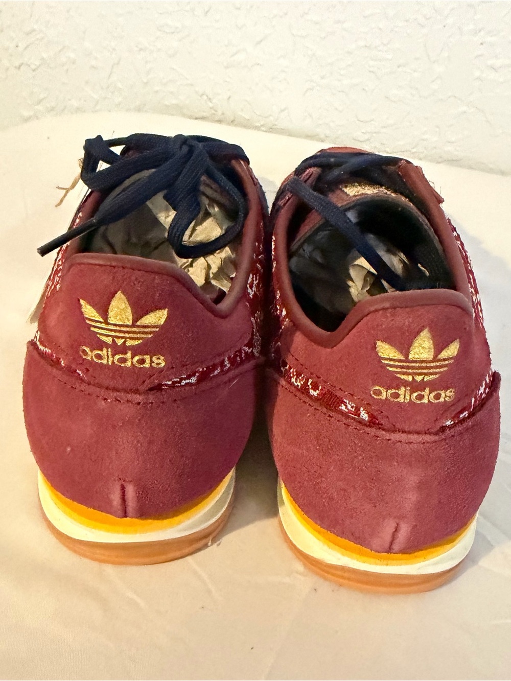 Women's Burgundy Floral Lace-Up Sneakers with Navy Accents - Picture 5 of 5